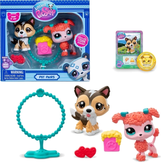 Hasbro Littlest Pet Shop Pet Pairs Jump N' Joy set di cagnolini e accessori