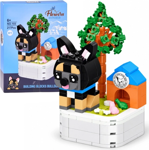Set di costruzioni cagnolino su base – bulldog, 217 pezzi
