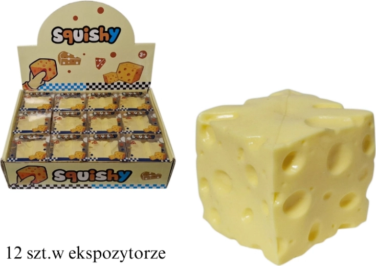 Antistress a forma di cubetto di formaggio con ripieno di vaselina