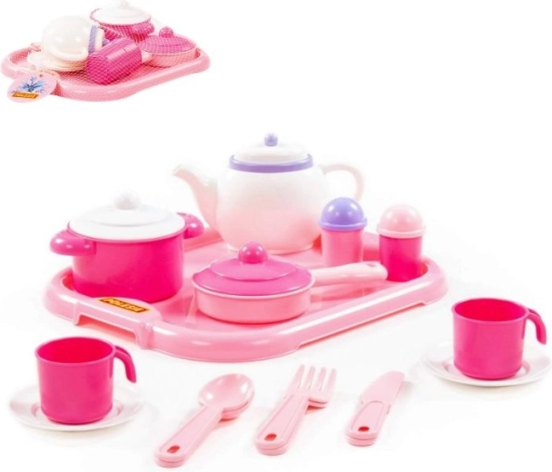 Set da pranzo per bambini Nastenka per 2 persone con vassoio, 19 pezzi