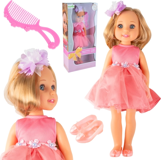 Bambola Pretty Girl con abito rosa 36 cm