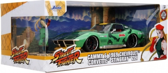 JadA toys street fighter chevrolet corvette 1969 1:24 con figurina di cammy