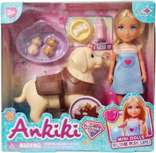 Bambola con cagnolino e accessori