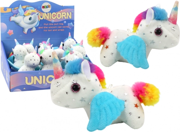 Unicorno di peluche a carica, saltellante – bianco