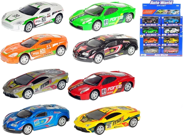 Macchinina da corsa in metallo 1:43 con retrocarica, 10 cm