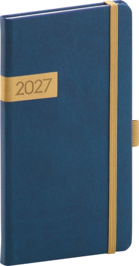 Diario tascabile Notique Twill 2027 blu-oro 9 x 15,5 cm