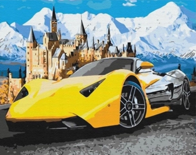 Pittura con diamanti – auto sportiva 30 × 40 cm