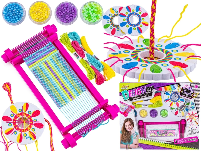 Set per la creazione di gioielli e braccialetti con telaio, perline e fili