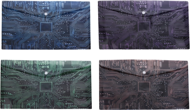 Busta in plastica con bottone a pressione 16,5 × 12 cm con motivo della scheda madre