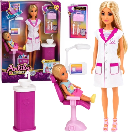 Bambola Anlily dentista con studio dentistico e accessori 30 cm