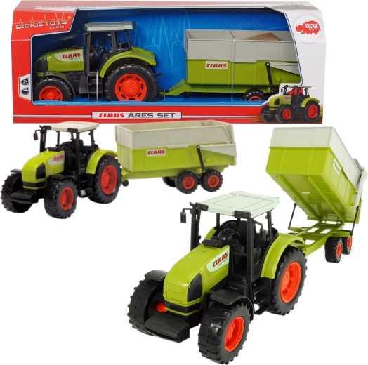 Trattore Dickie Claas Ares con rimorchio ribaltabile da 55 cm