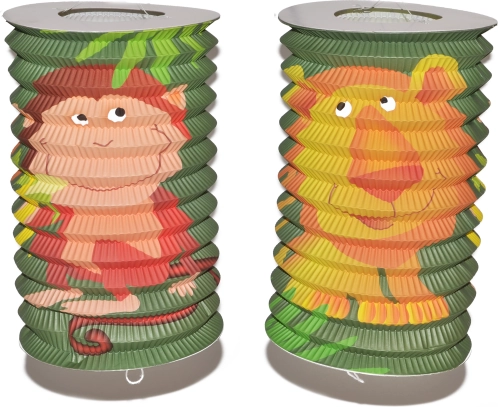 Lampione a cilindro con motivo di animali 16 cm