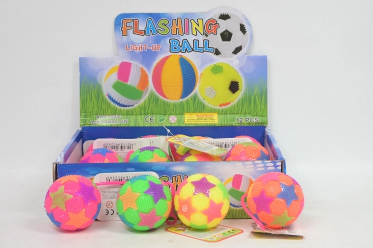 Pallina rimbalzante lampeggiante con luce 6,5 cm (12 pz in espositore)