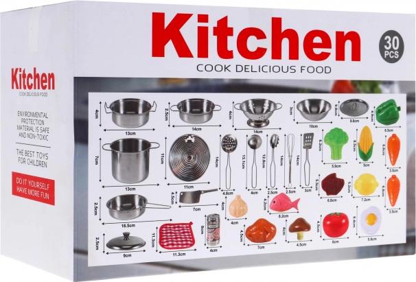 Set da cucina per bambini con pentole in acciaio inox e accessori 30 pezzi