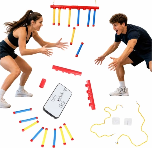 Gioco di reazione con bastoncini che cadono per 2 giocatori con telecomando