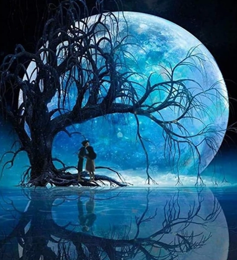 Diamantová Pittura Luna sul lago 30x40cm