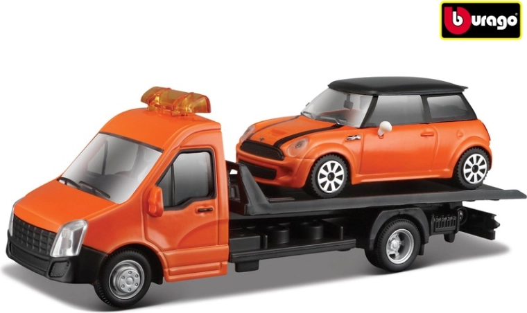 Bburago Carro attrezzi con Mini Cooper S arancione