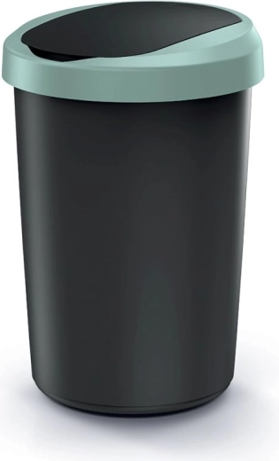 Pattumiera Compacta R Flap 40 l – nero riciclato con coperchio verde chiaro