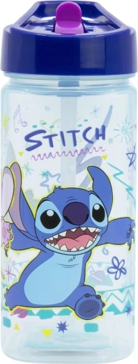 Borraccia per bambini in plastica STITCH 510 ml con cannuccia
