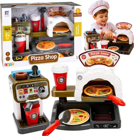 Set per bambini pizzeria con forno per pizza e macchina del caffè (Pizza Shop)