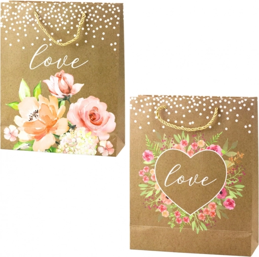 Borsa regalo con scritta Love e fiori