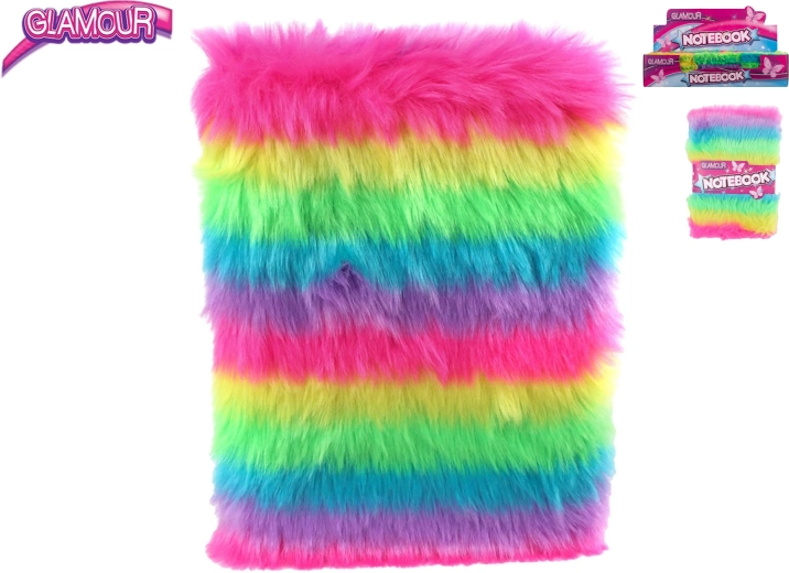 Glamour quaderno in peluche arcobaleno A5, 80 pagine