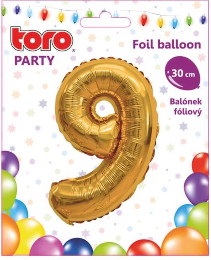 Palloncino in foil cifra 9, 30 cm, oro TORO