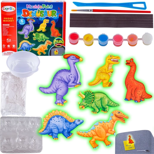 ColorDay set creativo per realizzare magneti dinosauri glow (colata e pittura)