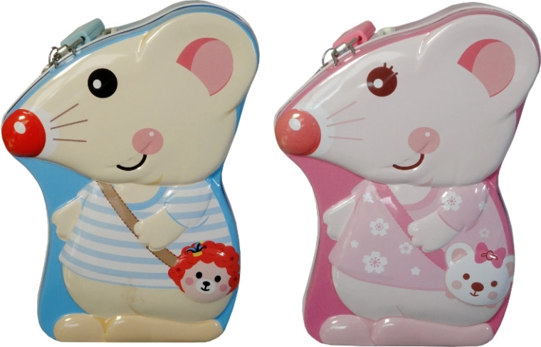 Salvadanaio topolina – colorato salvadanaio in metallo per bambini