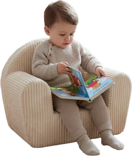 Poltroncina in velluto a coste per bambini New Baby – crema