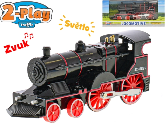 2-Play locomotiva in metallo con luce e suono, 14 cm, retrocarica