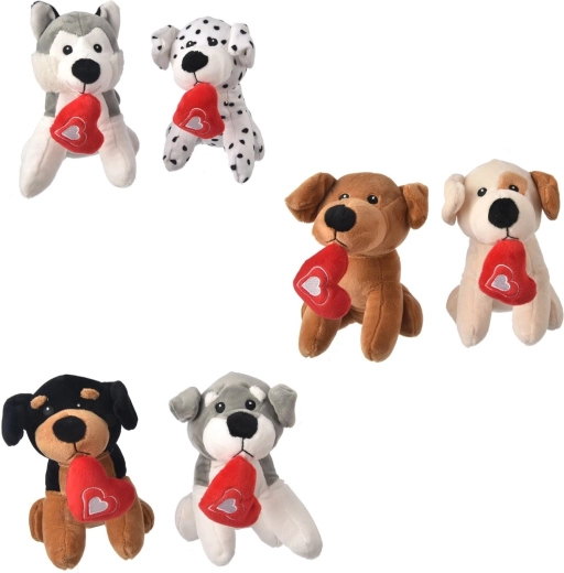 Cagnolino di peluche con cuore 18 cm (6 varianti)