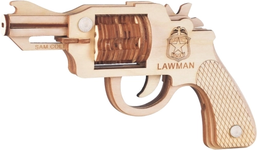 Puzzle 3D in legno Woodcraft revolver a elastici Colt