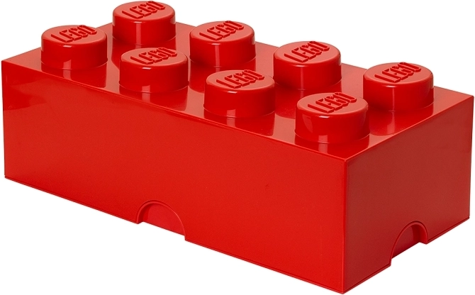 Box contenitore LEGO a forma di mattoncino, 8 bottoni, rosso