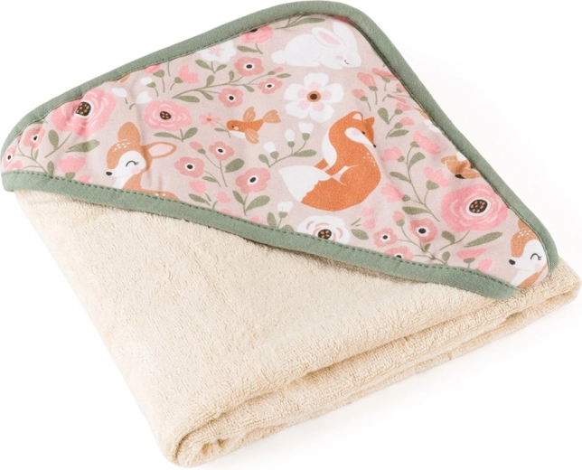 PETITE&MARS asciugamano in bambù con cappuccio Loulou rosy wilderness 100 × 100 cm