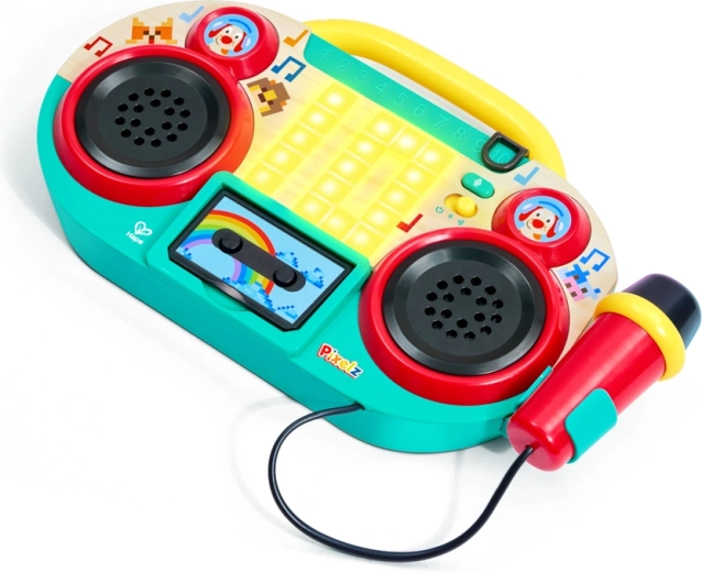Radio boombox Pixelz con microfono, effetti luminosi e sonori
