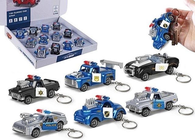 Portachiavi auto della polizia con porte apribili 1:64