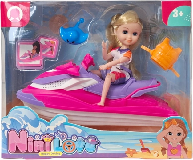Bambola su moto d’acqua con accessori
