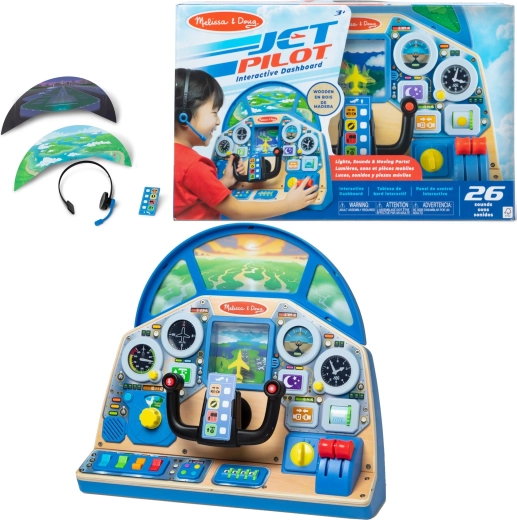 Melissa & Doug cockpit di pilotaggio interattivo – pannello di controllo in legno per aereo