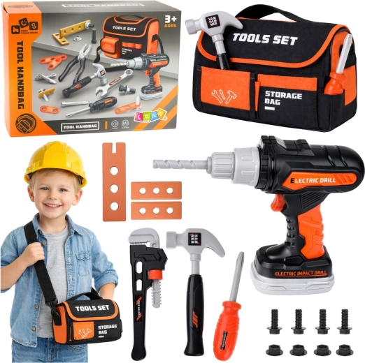 Set di attrezzi per bambini con borsa e avvitatore a batteria, 25 pezzi