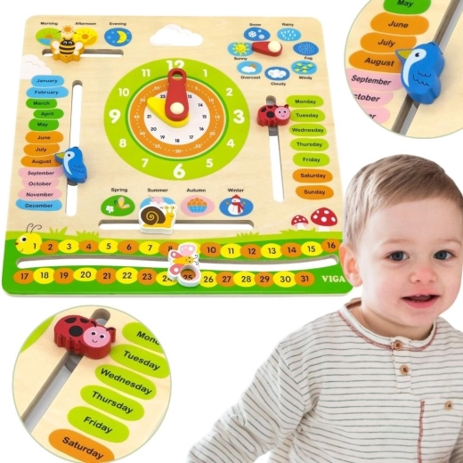 VIGA calendario educativo in legno per bambini – inglese