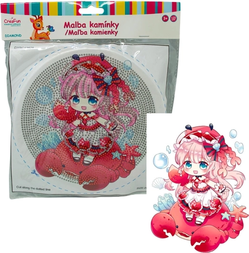 Pittura con diamanti con cornice – bambola in rosso 20 cm