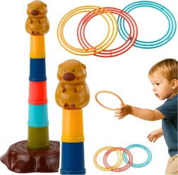 Gioco di lancio ad anelli per bambini capibara – torre a 5 livelli
