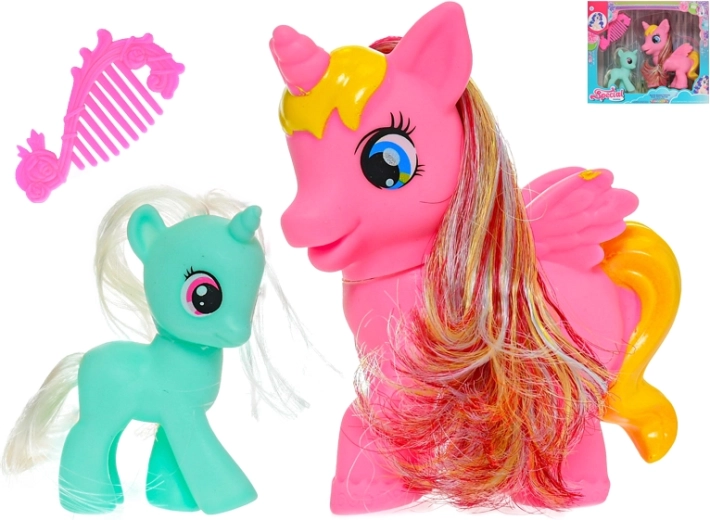Unicorno con puledro e pettine – set di giochi per bambini