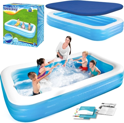 Piscina familiare gonfiabile con telo di copertura 305 × 183 × 56 cm BESTWAY