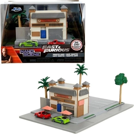 Diorama Jada Fast & Furious Toretto’s Market and Café con 2 nano auto