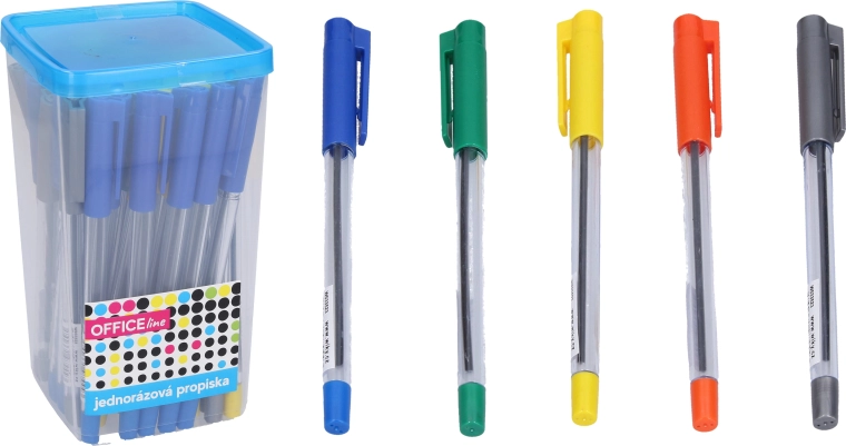 Penna a sfera blu usa e getta in box PVC, 50 pz