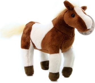 Cavallo di peluche marrone e bianco 23 cm