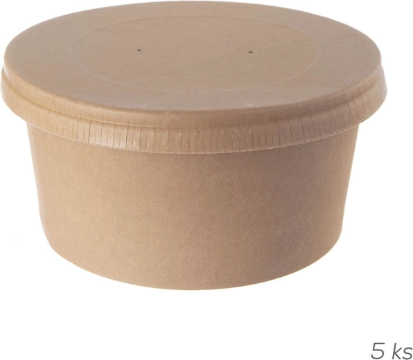 Ciotola in carta/PE Nature con coperchio 14,5 cm (5 pz)