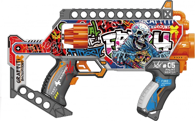 Mitragliatrice giocattolo a pallini di schiuma stile revolver 35 cm